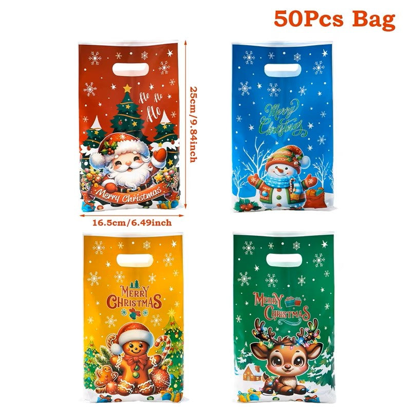 10/25/50pcs Christmas Gift Bags – Cute Santa Claus & Holiday Hand Bags